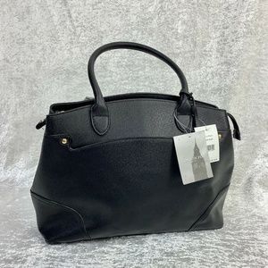 London Fog Women's Purse- Black Leather Large Bag